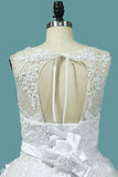 2024 Wedding Dress A-Line Scoop Tulle With Applique And Sash P8XA11NP