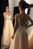 2024 Prom Dresses A Line V Neck Open Back Tulle PSER2RHB