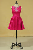 2024 Scoop A Line Short Homecoming Dresses Taffeta Beaded With PZSJAYZ3