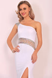 2024 Spandex One Shoulder Mermaid Sweep Train Prom PRKTR1A2