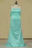 2024 Prom Dresses Strapless Mermaid Satin With Bow Knot PMDAZ7RA