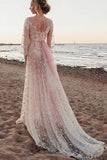 2024 Scoop Long Sleeves Lace Prom Dresses A PJYQMAXT