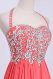 2024 Prom Dresses Empire Waist Halter Floor Length PZAAF5FJ