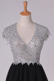 2024 Sexy Open Back V Neck Beaded Bodice Homecoming PXKLR2BZ