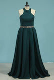 2024 Sheath Prom Dresses Halter With Beads PN1M6T4Z