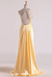 2024 Shining Evening Dresses Halter Beading/Sequins Sheath PRGNZXJ6