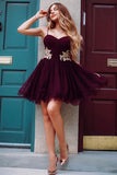 Chic With Applique Sweetheart Straps Homecoming Dresses