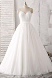 White A Line Floor Length Sweetheart Sleeveless Layers Wedding Dresses