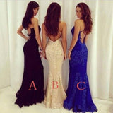 Black Prom Dresses Mermaid Prom Dress Lace Prom Dress Backless Evening Gowns