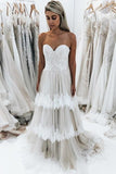 Tiered Sweetheart Ivory Wedding Dress With PNDGQADP