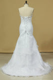 2024 Plus Size Sweetheart Wedding Dresses Ruched Bodice Organza With PCFDNGPM