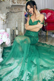 2024 Off The Shoulder Mermaid Prom Dresses With Applique Tulle PEBJYP99