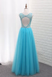 2024 A Line Tulle Bateau Open Back Beaded Bodice Floor Length P3SSN4ET