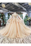 Ball Gown Wedding Dresses One Meter Train Short Sleeves Top Quality Appliques PLHTZN52