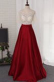 2024 A Line Prom Dresses Scoop Beaded Bodice Short PMMDJ8EB