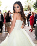 Princess A Line Spaghetti Straps Daffodil Layers Tulle Prom Dresses, Sweetheart Prom Gowns STI15284