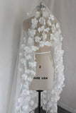 Long Tulle Ivory Wedding Veils with Hand Made Flowers, Wedding Veils STI15583