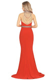 2024 Prom Dresses Mermaid High Neck Spandex With Beading PYD42DRK