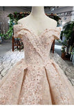 Ball Gown Wedding Dresses Off The Shoulder Top Quality Appliques PRAF3CPT