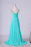 2024 Prom Dress One Shoulder Ruffled Bodice With Rhinestone PRG4E26N