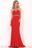 2024 Prom Dresses Mermaid High Neck Spandex With Beading PYD42DRK