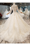 Count Train Princess Wedding Dresses Sweetheart Long Sleeves Ball Gown Wedding STIPJ37M9KE