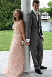 Princess Sweetheart Peach Prom Dresses with Appliques Beading, Sweet 16 STI20431