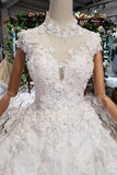 2024 New Wedding Dresses Short Sleeves Ball Gown Lace Up Back PNBE96XT