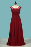 2024 Mother-Of-The-Bride Dresses A-Line Scoop Chiffon Floor-Length PZMP62Y9