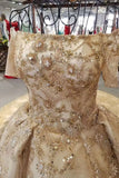 2024 Luxury Wedding Dresses Ball Gown Off-The-Shoulder Royal Train Lace P5GRR3K7