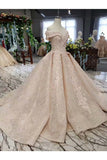 Ball Gown Wedding Dresses Off The Shoulder Top Quality Appliques PRAF3CPT