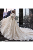 Princess Half Sleeve Ball Gown Wedding Dresses Appliques V Neck Bridal STIPYYC62LK