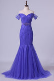 2024 Off The Shoulder Prom Dresses Trumpet Floor Length With PPQTMK5Y