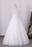 2024 New Arrival Scoop Tulle A Line Flower Girl Dresses With Applique PLFZLQQP