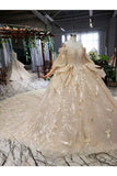 Ball Gown Wedding Dresses Sweetheart 3/4 Sleeves Top Quality Appliques PXLMKHYP