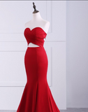 Gorgeous Strapless Sweetheart Sleeveless Open Back Mermaid Red Long Prom Dresses