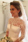 2024 High Neck Open Back Long Sleeves Wedding Dresses A PH8YCATA