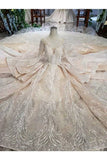 Ball Gown Wedding Dresses V Neck Long Sleeves Top Quality Appliques P5RQDHGP