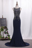 2024 Mermaid Scoop Chiffon With Beading Floor Length PM7RE8LE