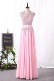 2024 Prom Dresses Chiffon A Line Scoop With Applique P6RPF7SL