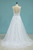 2024 Organza Scoop With Applique Wedding Dresses A Line PGK5JBQC