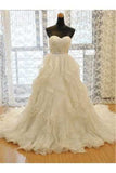 2024 Sweetheart Wedding Dress A Line Organza With Beads And PAFSSYXB