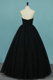 2024 New Arrival Tulle Prom Dresses Strapless A Line PRFJA299