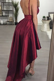 Burgundy Backless Hi-Lo Homecoming Party Dress Asymmetrical Short PZZ5GK8F