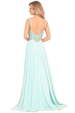 2024 A Line Chiffon Spaghetti Straps Prom Dresses With Beading Floor PAL1N2JN