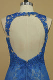 2024 Mermaid Scoop Open Back Prom Dresses With Beads And Applique PBX8TJA5