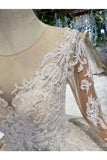 Ball Gown Wedding Dresses Scoop Long Sleeves Top Quality Appliques PMCL1367