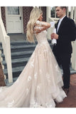 Long Sleeves Tulle Wedding Dresses Appliques PBZDA1PE