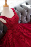 Cute A Line Red Sweetheart Lace Appliques Sleeveless Lace up Homecoming Dresses