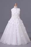 2024 New Ball Gown Flower Girl Dresses Scoop Ankle Length P992NEAR